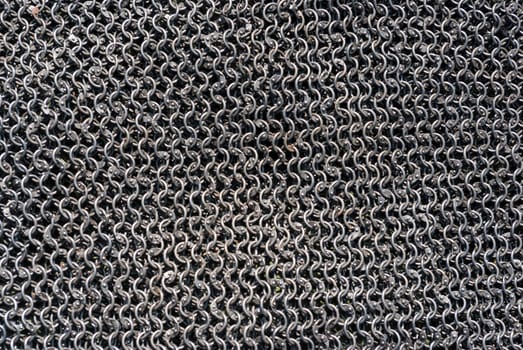 Real handmade chainmail texture close up