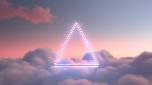 Lighting line a triangle in cloud background. Generative AI image weber.