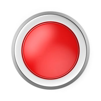 Round red emergency button, isolated on white background