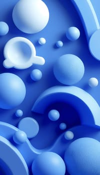 An interesting composition featuring various blue geometric shapes and textures creates a dynamic visual experience full of depth and form.
