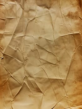 Old vintage wrinkled aged textured paper background with crumpled brown folds and creases