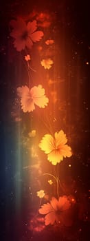 Digital abstract flammable glowing flowers in vivid graphic gradient with decorative petals