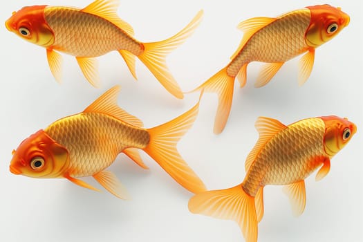 Bright orange goldfish swimming with shiny scales and fins in water