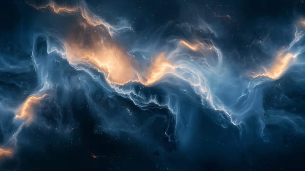 Beautiful cosmic nebula with glowing stellar clouds in infinite galaxy and interstellar universe