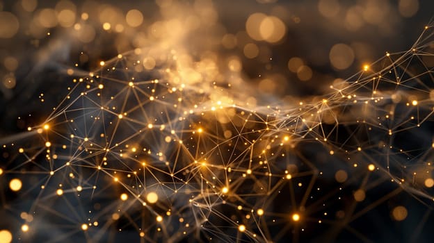 Digital network nodes showcasing technology and connections in an abstract web of data system pattern