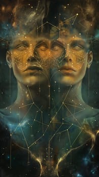 Ethereal digital art capturing cosmic and surreal constellations in a galaxy of stars and universe