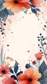 Floral illustration background with decorative, colorful, artistic, vibrant petals and foliage