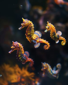 Seahorse marine wildlife in the ocean, aquatic creatures in their natural underwater habitat