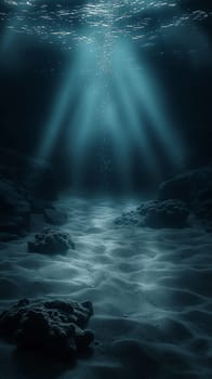 Underwater ocean sea depth submarine marine aquatic dark deep light mysterious scene