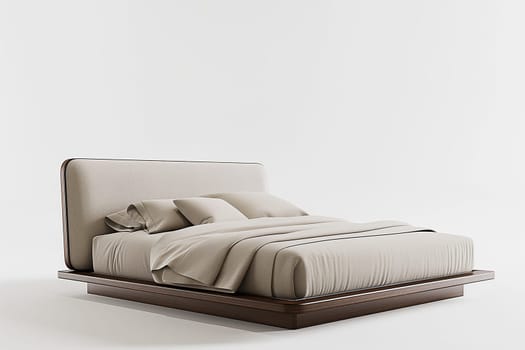 Modern minimalistic bed in a cozy bedroom design for ultimate comfort and restful sleep