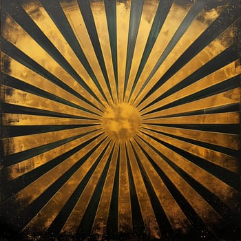 Abstract art with gold pattern featuring geometric sunburst lines in a modern radiant design