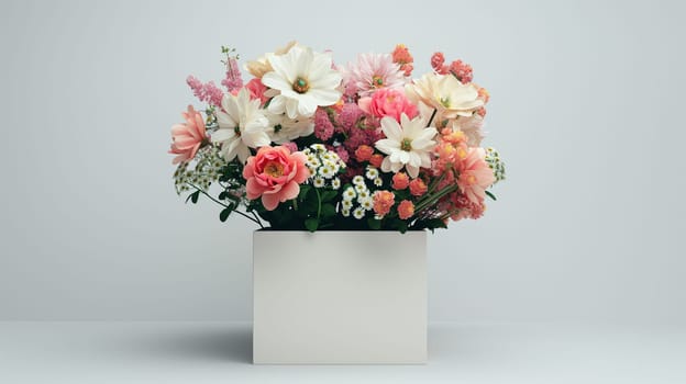Bouquet of flowers in a vase with floral arrangement of colorful blooms and delicate petals