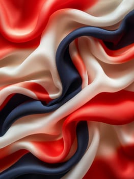Silk texture with red, white, and blue pattern on a national flag fabric background