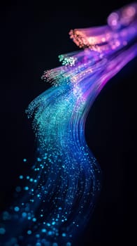 Colorful fiber optic lights in dynamic motion.