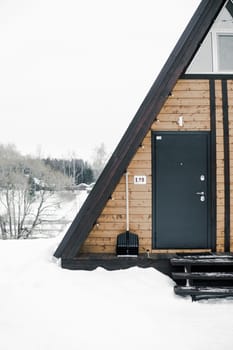 A country house in nature in winter. Rest in an ecologically clean place in winter. Glamping in nature