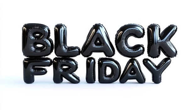 Black friday balloons with white background, promotional concept.