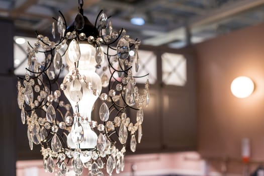 crystal strass lamp white over black background luxury interior design