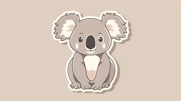 A charming cartoon koala sits comfortably, showcasing its large ears and adorable facial features. The koala's soft fur is depicted in gentle shades of gray and cream, creating a warm and inviting look. This whimsical representation captures the essence of Australia’s beloved marsupial in a playful manner.