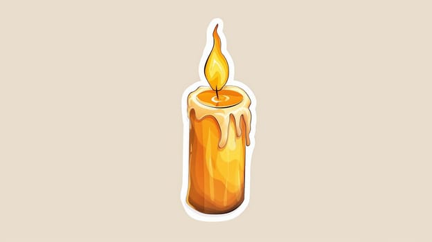 A single candle burns steadily, its flame flickering gently. As the wax drips down the sides, it creates a warm, inviting glow. The overall ambiance is soothing and calming, perfect for relaxation or reflection.