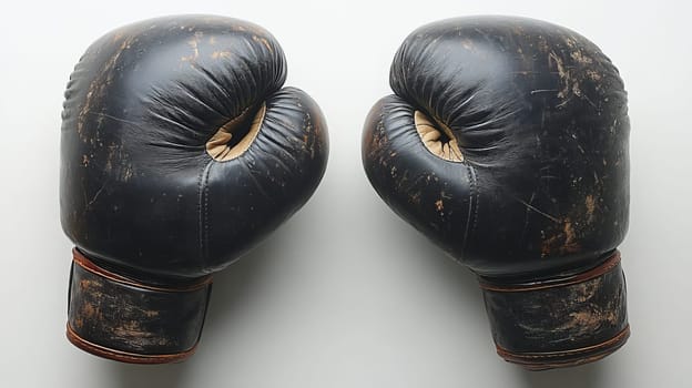vintage boxing gloves on white background, sports memorabilia concept.
