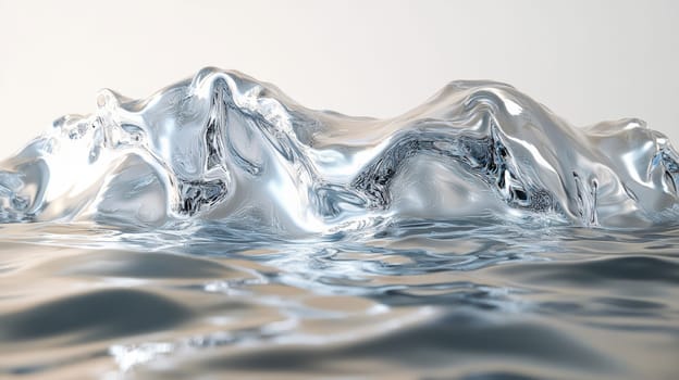 Abstract liquid metal waves reflecting light, artistic concept.