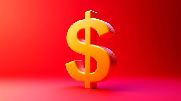 A vibrant yellow dollar sign stands prominently on a red background, symbolizing money and financial themes. This striking visual emphasizes wealth and economic concepts clearly.