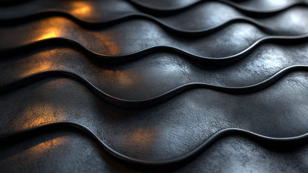 Close-up of textured black leather fabric background.