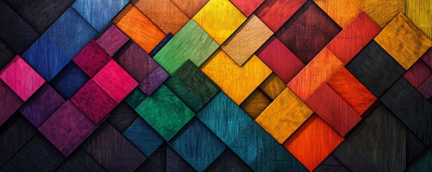 Colorful wooden geometric pattern background.