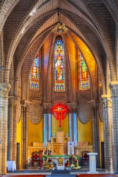 Interior of French Christ the King Cathedral also called Nha Trang Cathedral or Stone Church. Nha Trang, Vietnam - August 22, 2024
