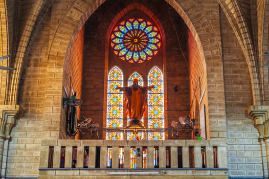 Statue Jesus Christ in Christ the King Cathedral also called Nha Trang Cathedral or Stone Church in Asia. Nha Trang, Vietnam - August 22, 2024