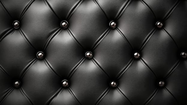 Black leather tufted texture background, elegant interior design concept.