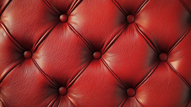Red tufted leather upholstery, rich texture. Interior design and luxury concept.