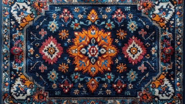 Traditional Persian carpet with vibrant floral patterns and elaborate design, cultural heritage concept.