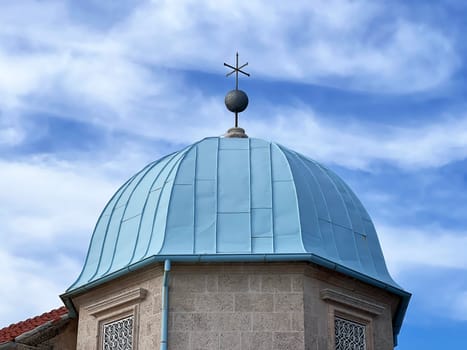 Gospa od Skrpela Island in the Boka Kotorsky Bay near Perast, Kotor in Montenegro, Roof metal. High quality photo