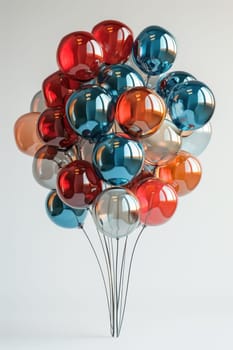 Multicolored inflatable balloons on white background. Image of multicolored balloons isolated on white background.