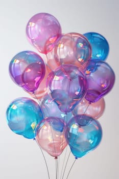 Multicolored inflatable balloons on white background. Image of multicolored balloons isolated on white background.