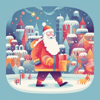 celebrate santa present celebration christmas winter year decoration gift red night holiday claus merry greeting old xmas illustration cartoon season. Generative AI.