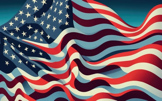 Dark Blue-Toned USA Flag Background - Patriotic American Flag Illustration download image