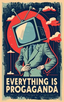 Vintage Propaganda Poster with 'EVERYTHING IS PROPAGANDA' - Retro TV, Steampunk, Cyberpunk Vibes download image