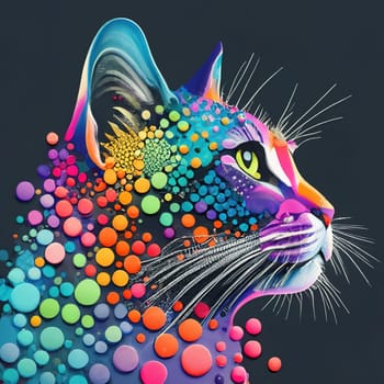 Colorful Dotted Cat Silhouette - Creative Artistic Concept with Vibrant Dots download image