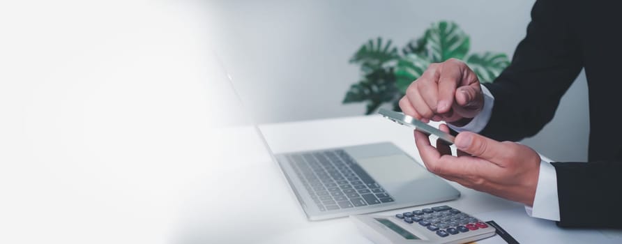 Businessman checking email on the phone screen. New email notification concept for business email communication and digital marketing. Inbox receives notification of electronic messages. Internet technology.