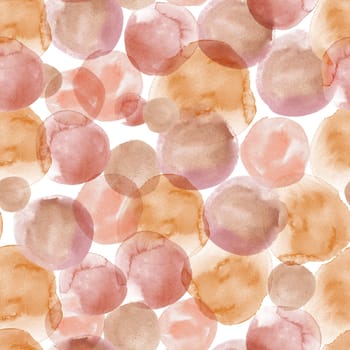 Polka dot seamless beige watercolor pattern with irregular big circles for textile