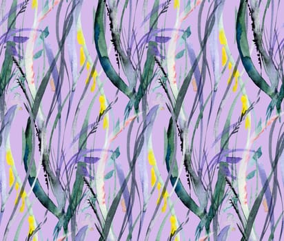 Watercolor floral seamless pattern symmetrical and vertical