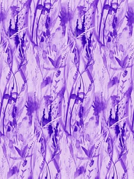 Botanical purple illustration with blooming flower