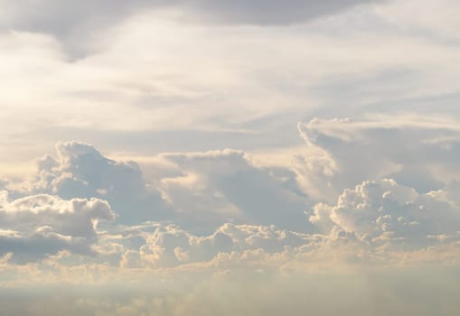 The sky is being covered with amazing clouds. Beautiful clouds like a heaven sky toward the light, Concept idea of Imaginative clouds nature, Nature abstract composition for background wallpaper and textures, Space for text, Selective focus.