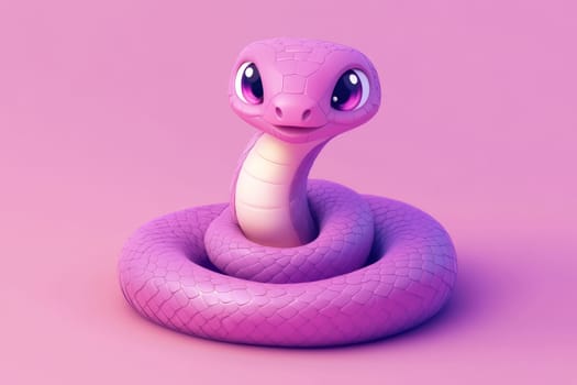 Cartoon purple snake on a pink background