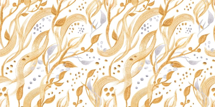 Seamless monochrome watercolor pattern with abstract wildflowers drawn in watercolor