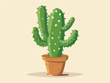 This unique cactus features heart-shaped patterns on its pads and stands tall in a classic terracotta pot, set against a warm beige backdrop.