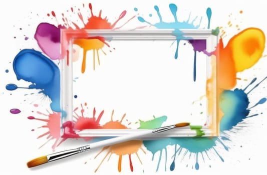 Paint brushes stains from paints on a white background