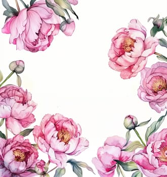 Bright pink peonies with varying shades bloom elegantly against a muted white backdrop, creating a peaceful and romantic floral display full of detail.